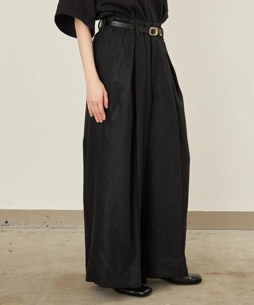 I'm here:（アイムヒアー）の「【i'm here : 】LINEN WIDE PANTS（その他パンツ・メンズ・ライトベージュ/ブラック・L/M）」の2枚目の写真