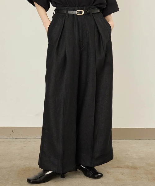 I'm here:（アイムヒアー）の「【i'm here : 】LINEN WIDE PANTS（その他パンツ・メンズ・ライトベージュ/ブラック・L/M）」の3枚目の写真