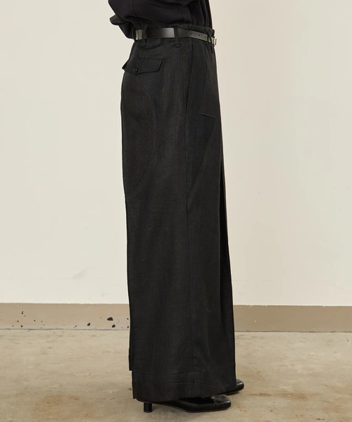 I'm here:（アイムヒアー）の「【i'm here : 】LINEN WIDE PANTS（その他パンツ・メンズ・ライトベージュ/ブラック・L/M）」の6枚目の写真