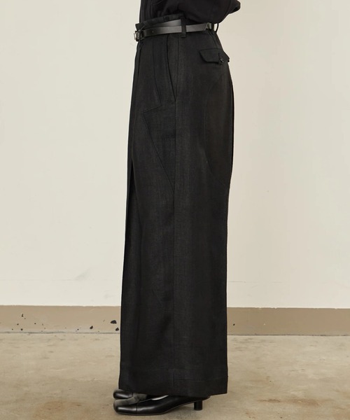 I'm here:（アイムヒアー）の「【i'm here : 】LINEN WIDE PANTS（その他パンツ・メンズ・ライトベージュ/ブラック・L/M）」の8枚目の写真