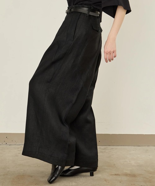 I'm here:（アイムヒアー）の「【i'm here : 】LINEN WIDE PANTS（その他パンツ・メンズ・ライトベージュ/ブラック・L/M）」の9枚目の写真