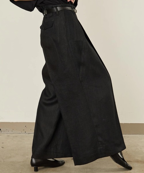 I'm here:（アイムヒアー）の「【i'm here : 】LINEN WIDE PANTS（その他パンツ・メンズ・ライトベージュ/ブラック・L/M）」の10枚目の写真