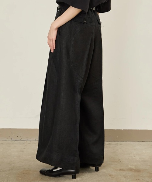 I'm here:（アイムヒアー）の「【i'm here : 】LINEN WIDE PANTS（その他パンツ・メンズ・ライトベージュ/ブラック・L/M）」の12枚目の写真