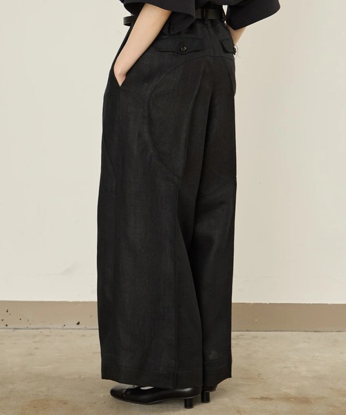 I'm here:（アイムヒアー）の「【i'm here : 】LINEN WIDE PANTS（その他パンツ・メンズ・ライトベージュ/ブラック・L/M）」の13枚目の写真