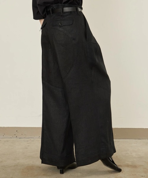 I'm here:（アイムヒアー）の「【i'm here : 】LINEN WIDE PANTS（その他パンツ・メンズ・ライトベージュ/ブラック・L/M）」の14枚目の写真