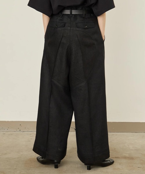 I'm here:（アイムヒアー）の「【i'm here : 】LINEN WIDE PANTS（その他パンツ・メンズ・ライトベージュ/ブラック・L/M）」の17枚目の写真