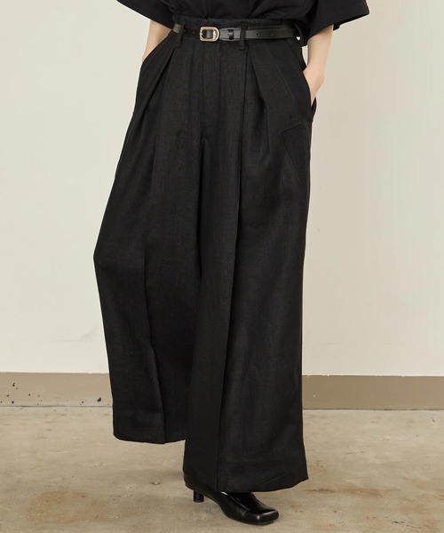 I'm here:（アイムヒアー）の「【i'm here : 】LINEN WIDE PANTS（その他パンツ・メンズ・ライトベージュ/ブラック・L/M）」の7枚目の写真