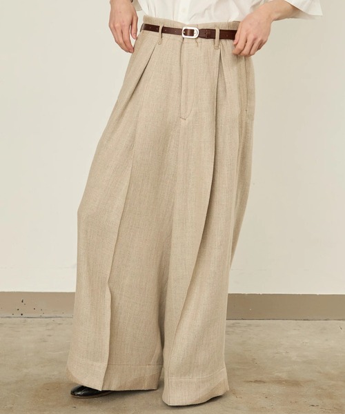I'm here:（アイムヒアー）の「【i'm here : 】LINEN WIDE PANTS（その他パンツ・メンズ・ライトベージュ/ブラック・L/M）」の18枚目の写真