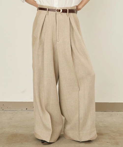 I'm here:（アイムヒアー）の「【i'm here : 】LINEN WIDE PANTS（その他パンツ・メンズ・ライトベージュ/ブラック・L/M）」の19枚目の写真