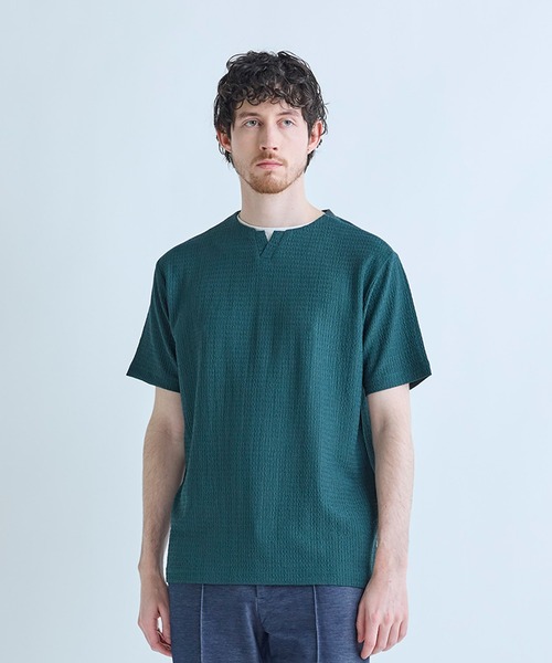 MEN'S BIGI(メンズビギ)の「フェイクレイヤードキーネック半袖Tシャツ(Tシャツ/カットソー・メンズ・ブラウン/グレー/ブラック/グリーン・02/04/03)」の10枚目の写真