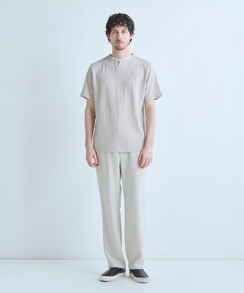 MEN'S BIGI(メンズビギ)の「フェイクレイヤードキーネック半袖Tシャツ(Tシャツ/カットソー・メンズ・ブラウン/グレー/ブラック/グリーン・02/04/03)」の12枚目の写真