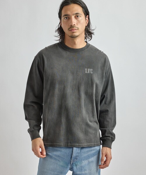 Saturdays NYC（サタデーズ ニューヨークシティ ）の「Collegiate Printed LS T-Shirt（Tシャツ/カットソー・メンズ・キナリ/スミクロ/オリーブ・XL/S/M/L）」の4枚目の写真