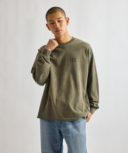 Saturdays NYC（サタデーズ ニューヨークシティ ）の「Collegiate Printed LS T-Shirt（Tシャツ/カットソー・メンズ・キナリ/スミクロ/オリーブ・XL/S/M/L）」の6枚目の写真
