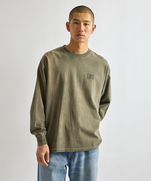 Saturdays NYC（サタデーズ ニューヨークシティ ）の「Collegiate Printed LS T-Shirt（Tシャツ/カットソー・メンズ・キナリ/スミクロ/オリーブ・XL/S/M/L）」の3枚目の写真