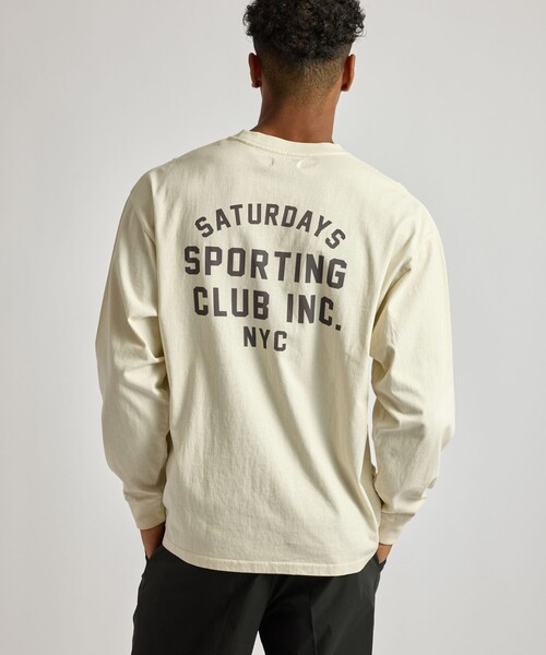 Saturdays NYC（サタデーズ ニューヨークシティ ）の「Collegiate Printed LS T-Shirt（Tシャツ/カットソー・メンズ・キナリ/スミクロ/オリーブ・XL/S/M/L）」の2枚目の写真