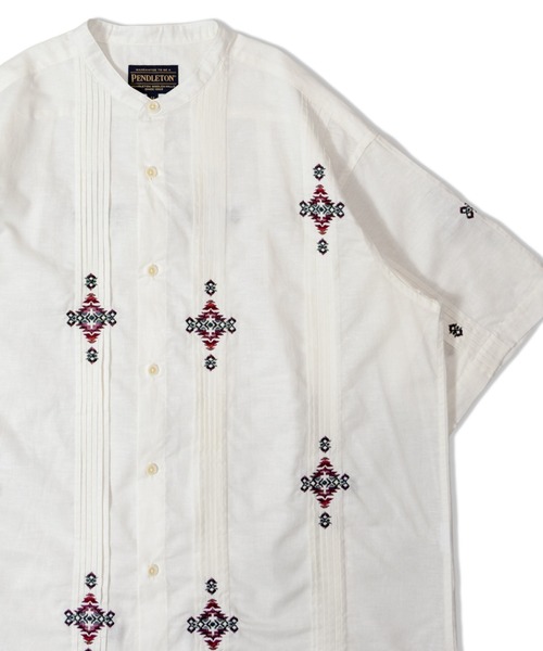 PENDLETON(ペンドルトン)の「PENDLETON-Band Collar Shirt S/S(シャツ/ブラウス・メンズ・ホワイト・L/M)」の1枚目の写真