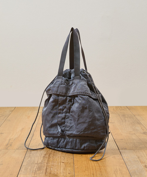 SLOW(スロウ)の「SLOW スロウ / dyed nylon-medical poach bag- 製品染ナイロン巾着バッグ 染色ナイロンハンドバッグ / 866S12S(トートバッグ・メンズ・ボルドー/ブラック/グレー・FREE)」の2枚目の写真