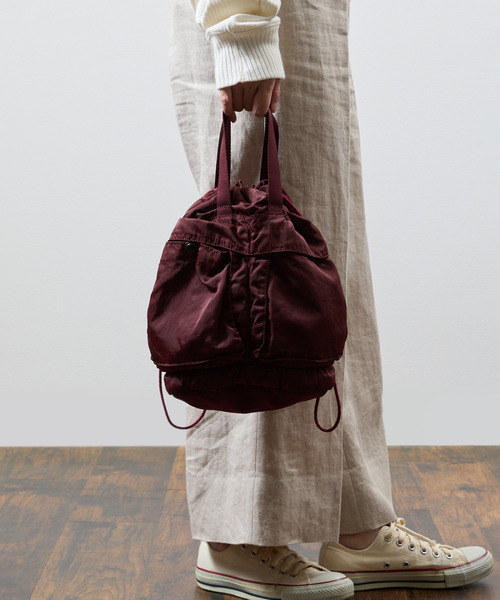 SLOW(スロウ)の「SLOW スロウ / dyed nylon-medical poach bag- 製品染ナイロン巾着バッグ 染色ナイロンハンドバッグ / 866S12S(トートバッグ・メンズ・ボルドー/ブラック/グレー・FREE)」の3枚目の写真