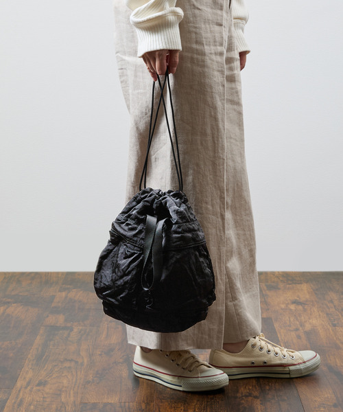 SLOW(スロウ)の「SLOW スロウ / dyed nylon-medical poach bag- 製品染ナイロン巾着バッグ 染色ナイロンハンドバッグ / 866S12S(トートバッグ・メンズ・ボルドー/ブラック/グレー・FREE)」の1枚目の写真