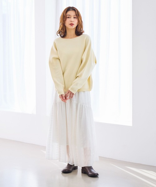 studio CLIP（スタディオクリップ）の「12ゲージCPドルマンプルオーバー（ニット/セーター・レディース・オフホワイト/ネイビー/ライトグレー/ライトグリーン・FREE）」の8枚目の写真