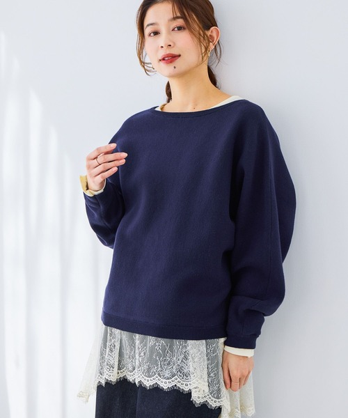 studio CLIP（スタディオクリップ）の「12ゲージCPドルマンプルオーバー（ニット/セーター・レディース・オフホワイト/ネイビー/ライトグレー/ライトグリーン・FREE）」の12枚目の写真