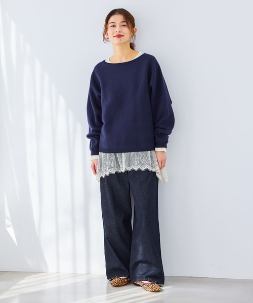 studio CLIP（スタディオクリップ）の「12ゲージCPドルマンプルオーバー（ニット/セーター・レディース・オフホワイト/ネイビー/ライトグレー/ライトグリーン・FREE）」の13枚目の写真