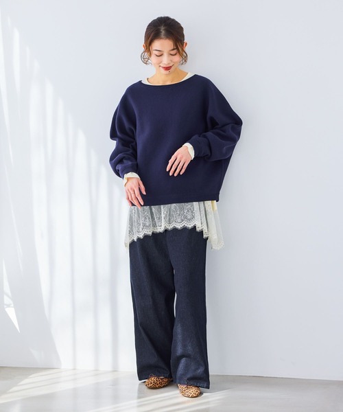 studio CLIP（スタディオクリップ）の「12ゲージCPドルマンプルオーバー（ニット/セーター・レディース・オフホワイト/ネイビー/ライトグレー/ライトグリーン・FREE）」の14枚目の写真