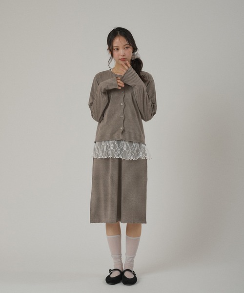 MUHET（ミュエータ）の「border skirt / ボーダースカート（スカート・レディース・ブラック/ベージュ・LARGE/MEDIUM）」の5枚目の写真