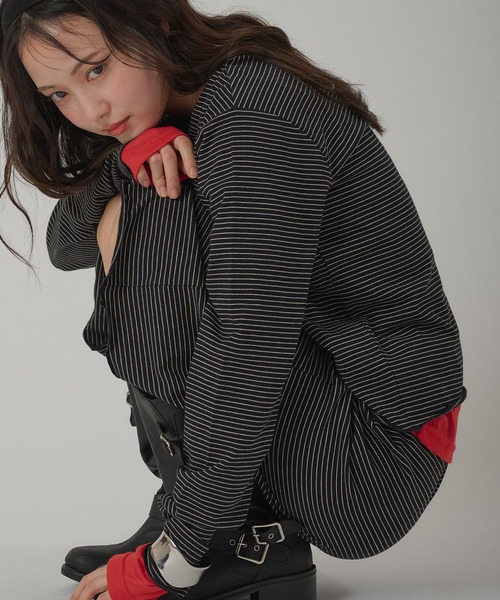 MUHET（ミュエータ）の「border skirt / ボーダースカート（スカート・レディース・ブラック/ベージュ・LARGE/MEDIUM）」の11枚目の写真
