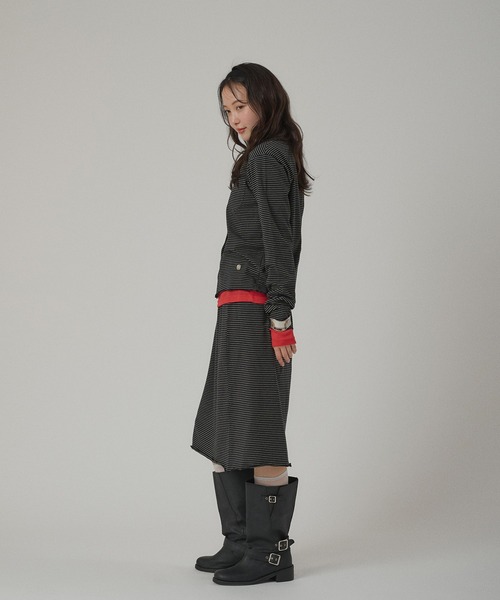 MUHET（ミュエータ）の「border skirt / ボーダースカート（スカート・レディース・ブラック/ベージュ・LARGE/MEDIUM）」の15枚目の写真