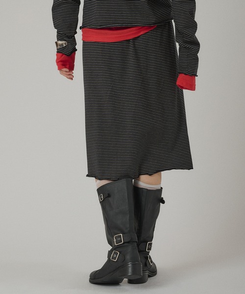 MUHET（ミュエータ）の「border skirt / ボーダースカート（スカート・レディース・ブラック/ベージュ・LARGE/MEDIUM）」の13枚目の写真