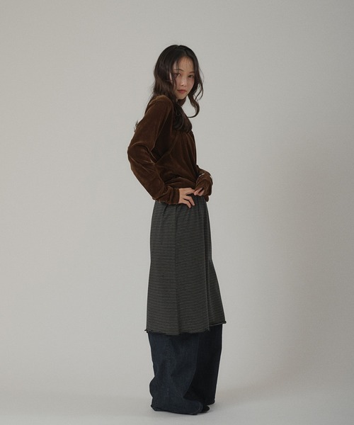 MUHET（ミュエータ）の「border skirt / ボーダースカート（スカート・レディース・ブラック/ベージュ・LARGE/MEDIUM）」の18枚目の写真