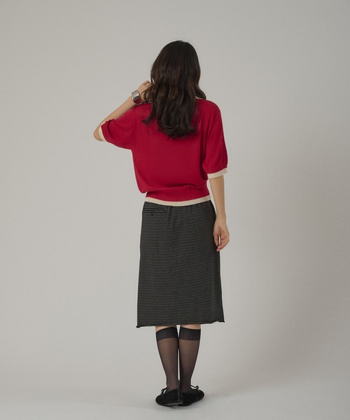 MUHET（ミュエータ）の「border skirt / ボーダースカート（スカート・レディース・ブラック/ベージュ・LARGE/MEDIUM）」の22枚目の写真