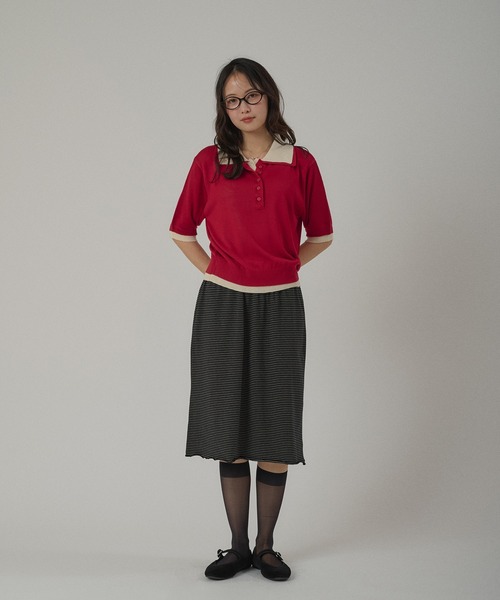 MUHET（ミュエータ）の「border skirt / ボーダースカート（スカート・レディース・ブラック/ベージュ・LARGE/MEDIUM）」の20枚目の写真