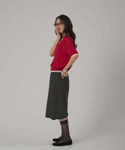 MUHET（ミュエータ）の「border skirt / ボーダースカート（スカート・レディース・ブラック/ベージュ・LARGE/MEDIUM）」の21枚目の写真