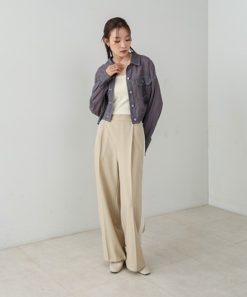 Bab（バブ）の「シアーシャツブルゾン（その他アウター・レディース・チャコールグレー/オフホワイト/ブラック・FREE）」の14枚目の写真