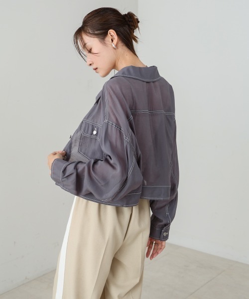 Bab（バブ）の「シアーシャツブルゾン（その他アウター・レディース・チャコールグレー/オフホワイト/ブラック・FREE）」の20枚目の写真