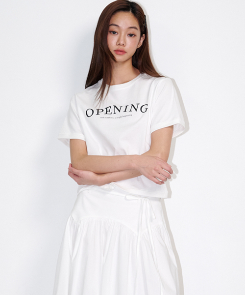 OPENING SUNSHINE(オープニングサンシャイン)の「ロゴ半袖クロップTシャツホワイト(Tシャツ/カットソー・レディース・ホワイト・FREE)」の2枚目の写真