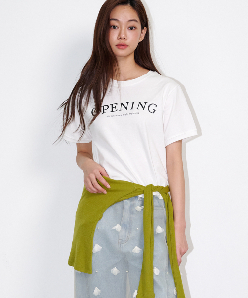 OPENING SUNSHINE(オープニングサンシャイン)の「ロゴ半袖クロップTシャツホワイト(Tシャツ/カットソー・レディース・ホワイト・FREE)」の3枚目の写真