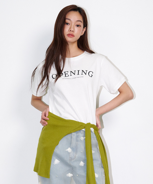 OPENING SUNSHINE(オープニングサンシャイン)の「ロゴ半袖クロップTシャツホワイト(Tシャツ/カットソー・レディース・ホワイト・FREE)」の4枚目の写真