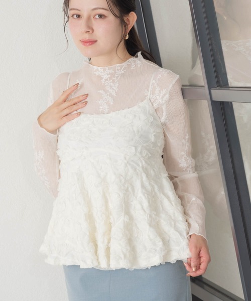 MISCH MASCH(ミッシュマッシュ)の「2026春夏新作 一部店舗限定 フラワージャカードキャミトップス(キャミソール・レディース・ピンク/アイボリー・フリ-)」の2枚目の写真