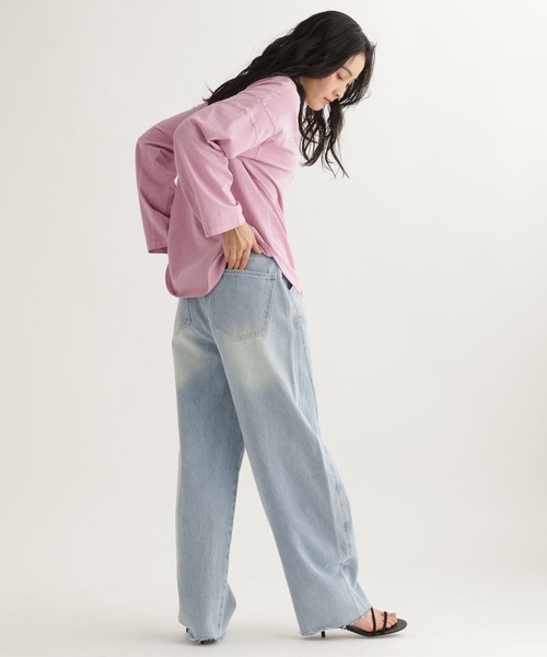 studio CLIP（スタディオクリップ）の「【daily CLIP】デニムヨークパンツ（デニムパンツ・レディース・ブラック/ライトブルー・FREE）」の6枚目の写真