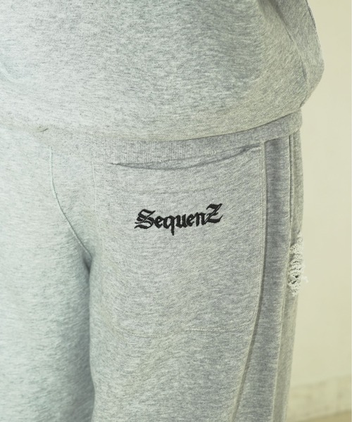 SEQUENZ(シークエンズ)の「【SEQUENZ/シークエンズ】【ウエストゴムで着脱楽々】ダメージ加工スウェットパンツ クラッシュ ヴィンテージ風 ワイド ストレート ルーズシルエット セットアップ対応 ストリート Y2K ユニセックス(スウェットパンツ・メンズ・杢グレー/ブラック・LARGE/MEDIUM/SMALL)」の17枚目の写真