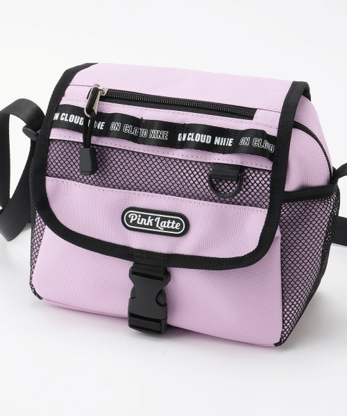 PINK-latte（ピンクラテ）の「ロゴテープショルダー（ショルダーバッグ・キッズ・ブラック/ラベンダー・F）」の4枚目の写真