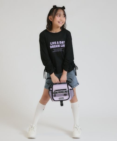 PINK-latte（ピンクラテ）の「ロゴテープショルダー（ショルダーバッグ・キッズ・ブラック/ラベンダー・F）」の15枚目の写真