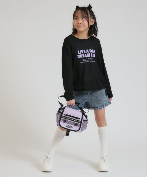 PINK-latte（ピンクラテ）の「ロゴテープショルダー（ショルダーバッグ・キッズ・ブラック/ラベンダー・F）」の16枚目の写真