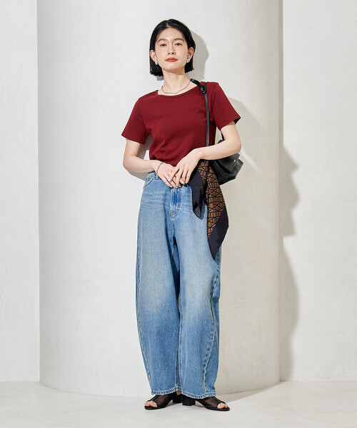FREAK'S STORE(フリークスストア)の「コットンモダール クルーネック Tシャツ(Tシャツ/カットソー・レディース・ピンク/ホワイト/ネイビー/サックスブルー/ワイン/ブラック・MEDIUM/SMALL)」の7枚目の写真