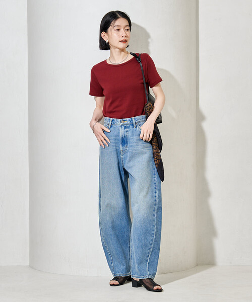 FREAK'S STORE(フリークスストア)の「コットンモダール クルーネック Tシャツ(Tシャツ/カットソー・レディース・ピンク/ホワイト/ネイビー/サックスブルー/ワイン/ブラック・MEDIUM/SMALL)」の9枚目の写真