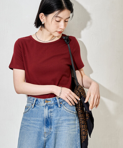 FREAK'S STORE(フリークスストア)の「コットンモダール クルーネック Tシャツ(Tシャツ/カットソー・レディース・ピンク/ホワイト/ネイビー/サックスブルー/ワイン/ブラック・MEDIUM/SMALL)」の17枚目の写真
