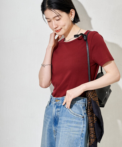 FREAK'S STORE(フリークスストア)の「コットンモダール クルーネック Tシャツ(Tシャツ/カットソー・レディース・ピンク/ホワイト/ネイビー/サックスブルー/ワイン/ブラック・MEDIUM/SMALL)」の18枚目の写真